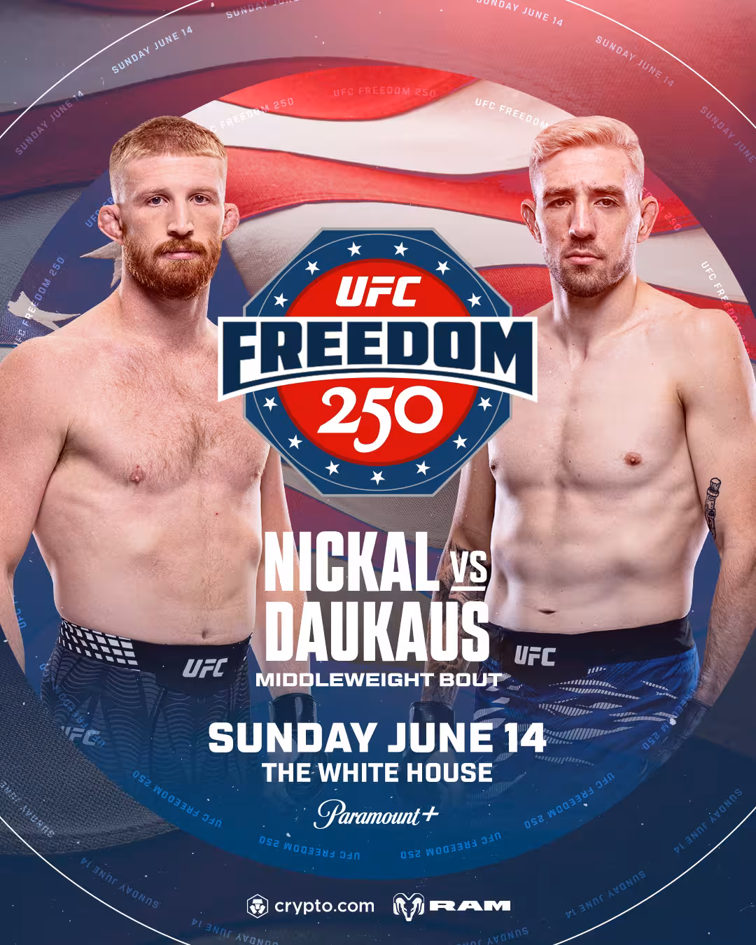 middleweight bout featuring wrestlers Bo Nickal and Kyle Daukaus