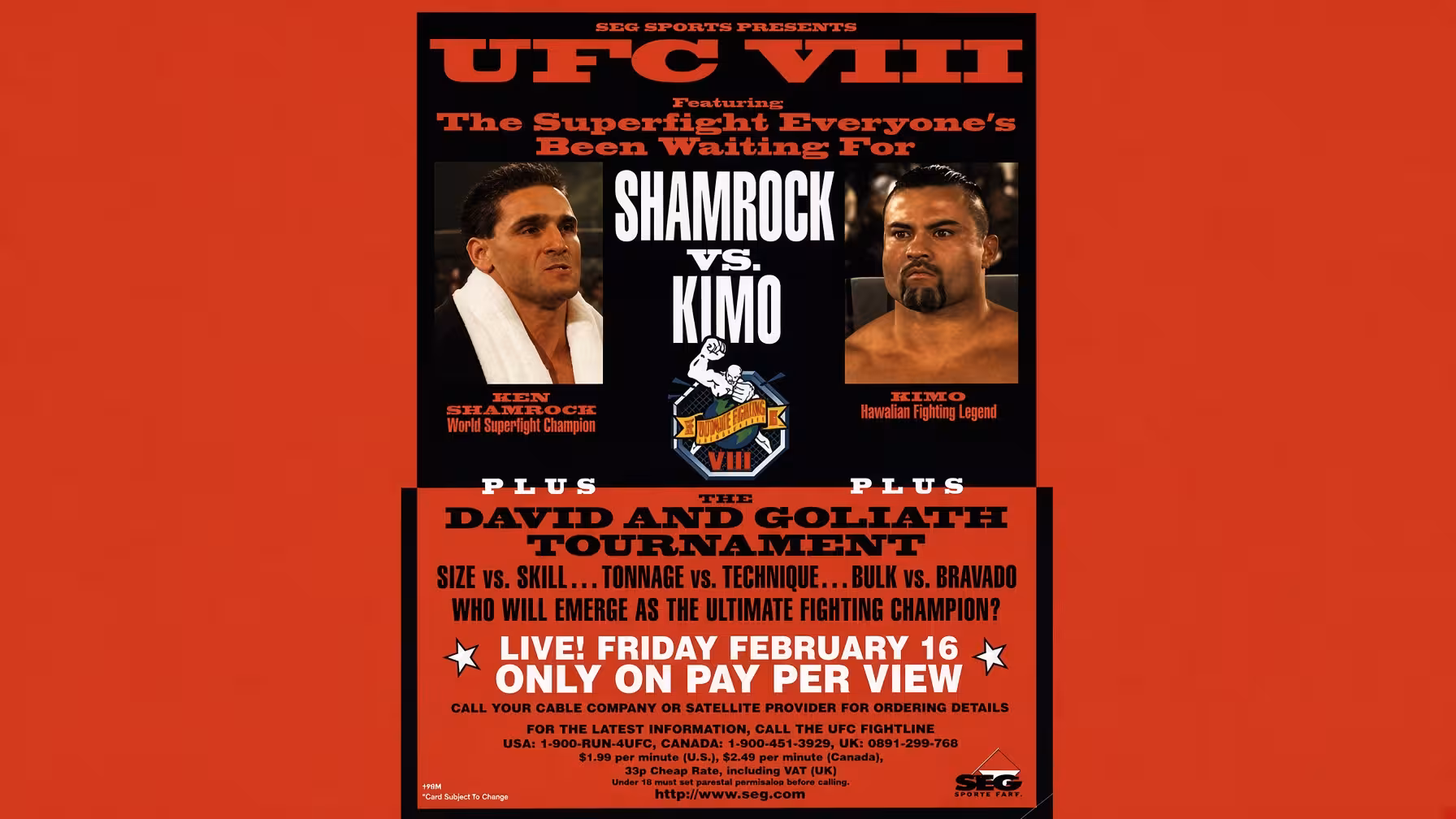 UFC 8: David vs. Goliath Full Fight Card, Date & Details